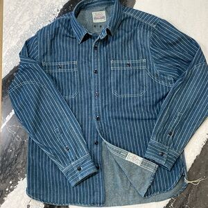 9 oz Wabash workshirt! Chain stitched seams and vent holes. Super rad! 🔥🔥🔥